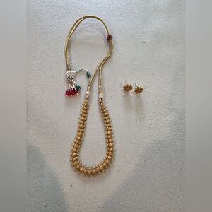 Traditional Indian Gold Plated Necklace And Earrings